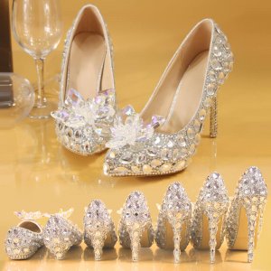 Handmade Top Quality Women's Sparkling Wedding Dress Shoes Pointed Toe Wedding Pumps #8480905550 Handmade Top Quality Women's Sparkling Wedding Dress Shoes Pointed Toe Wedding Pumps #8480905550