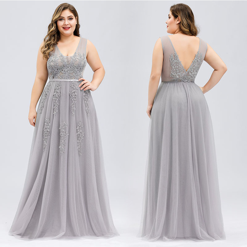 Applique V Neck Prom Dresses Plus Size 8485198574# Applique V Neck Prom Dresses Plus Size 8485198574#